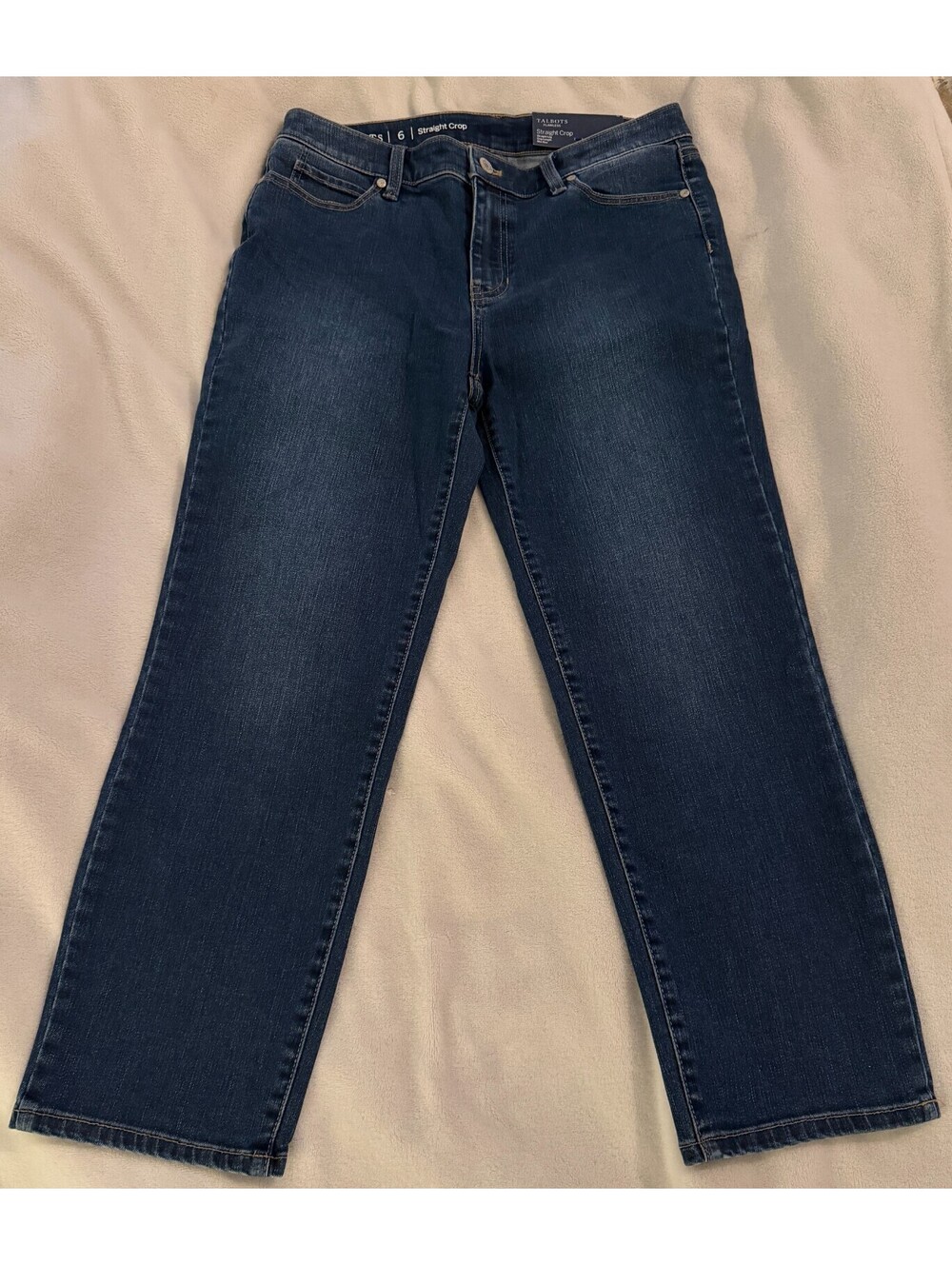 TALBOTS Flawless Straight Crop Jeans Women's Size 6 Mid Rise Blue Denim NWT